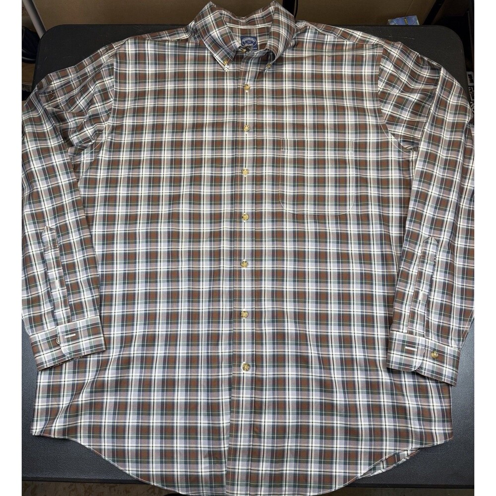 Brooks Brothers Gingham Button Down Men's 1XLT Preppy Non-Iron Supima Cotton